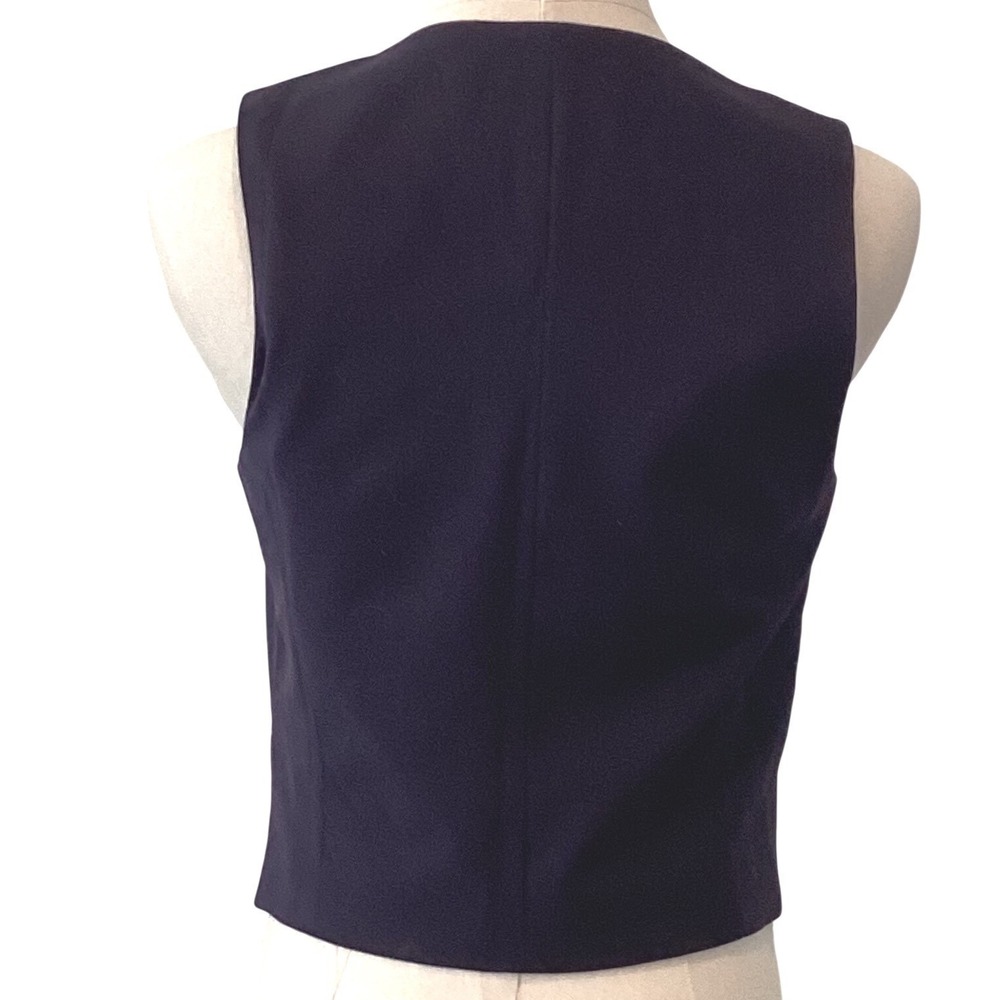 Stradivarius Womens Navy Blue Tailored Button Up Vest Sleeveless Lined Sz Medium - Picture 4 of 8
